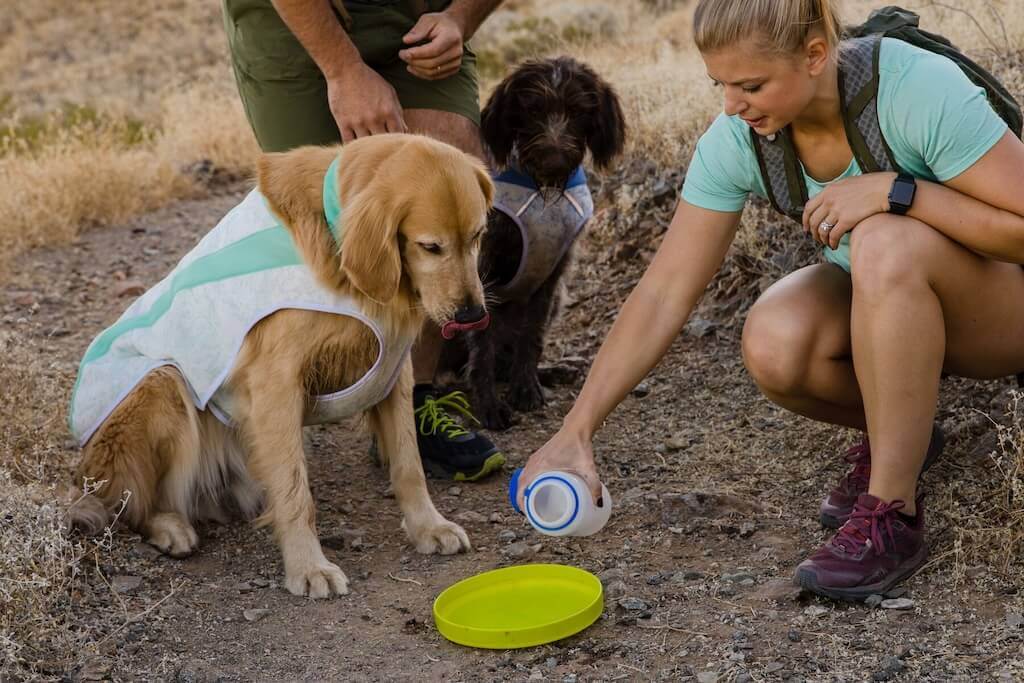 Using the Ruffwear Camp Flyer as a water bowl