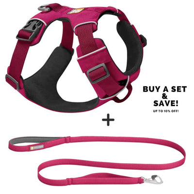 Ruffwear Front Range Harness and Leash Set in Hibiscus Pink