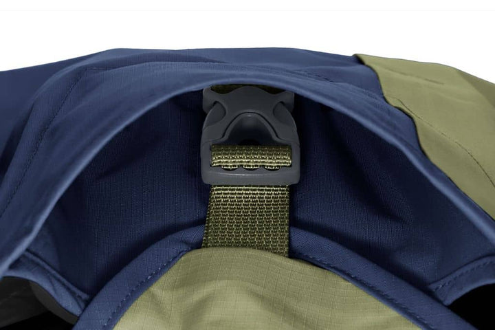 Ruffwear Sun Shower in Midnight Blue buckle closeup